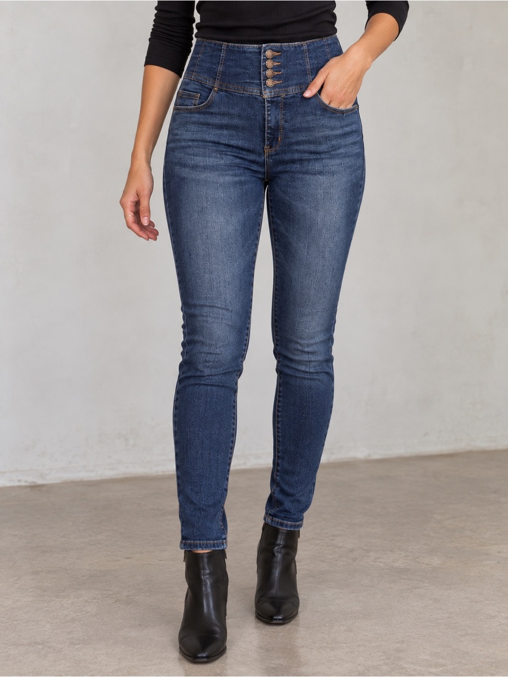 Wax Jean Dark Wash High Rise 4 Button Skinny Stretch Jeans Size 11
